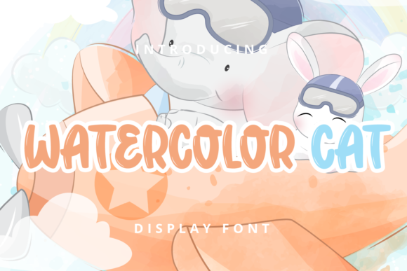 Watercolor Cat Font for Web Design